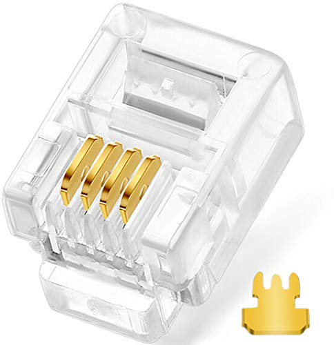 NECABLES 20Pack Telephone Modular Plug RJ11 6P4C Connector for Phone Line Cord (Compatible with Both Solid and Stranded Wire)