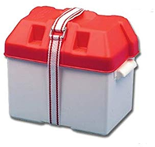 Kleine Batteriebox aus ABS für Boot bis 80 Ah, 190 x 280 x 200 cm, mit Gurt