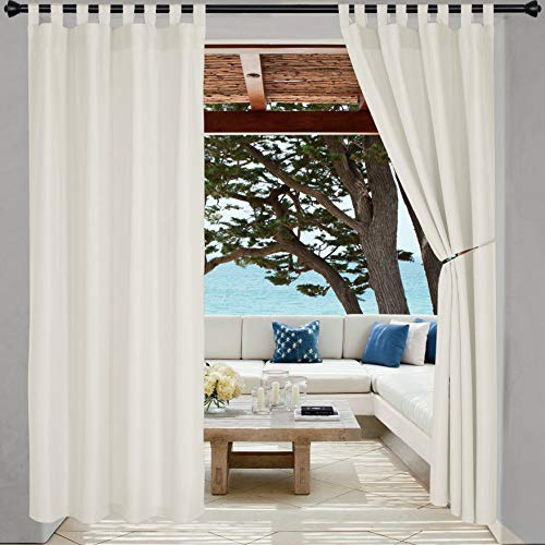 LORDTEX Vorhänge für drinnen und draußen, wasserdicht, mit Schlaufen, für Terrasse, Sonnenschutz, 2er-Set, wärmeisolierender Vorhang für Veranda, Pergola, Cabana, Pavillon, 132,1 x 243,8 cm, Vanille