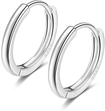 Creolen Silber 925 Damen Herren 12mm Ohrringe Klein Klappcreolen Knorpel Helix Ohrpiercing Einfach Kreolen Huggie Hoops Earrings Frauen