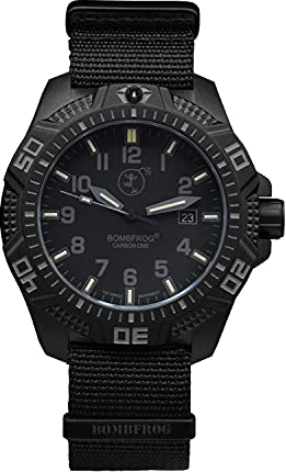 BOMBFROG Herren Taucheruhr NATO Armband | Tritium Beleuchtung | Uhr Ultraleicht Carbon