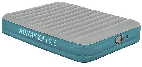Bestway AlwayzAire 14 Inflatable Air Mattress 2 Person Queen-Sized Indoor Bed with Rechargeable USB Electric Built-In Pump, Gray