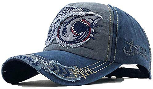 NOGA Trend Shark Pattern Persönlichkeit Peak Cap Baseball Hut Outdoor Vier Jahreszeiten Angeln Sonnenhut Herren und Damen Baumwolle + Polyester Gr. One size, marineblau