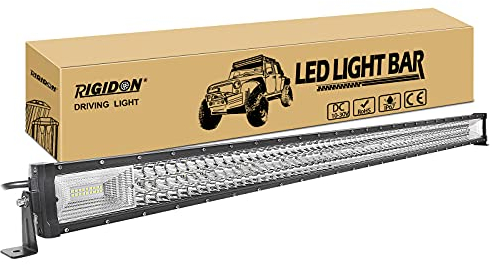 RIGIDON 50 Zoll 127 cm 648W außen alu led lichtleiste, 12V 24V Wasserdicht warmweiß offroad beleuchtung für Auto SUV Offroad ATV LKW Traktor Fahrzeuge 4x4, Slim direkt led nebelscheinwerfer 6000K