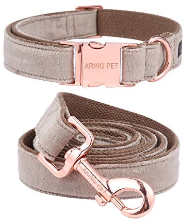 ARING PET Hundehalsband und Leine Set aus Samt, Samt Hundehalsband und Leine, Bequemes Verstellbares Halsband&Leine Set für Jungen und Mädchen Hunde
