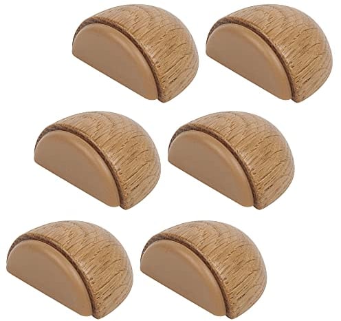 Topes para Puertas - Tope Puerta Adhesivo de Madera para Suelo (Roble Natural) – Autoadhesivo para Suelos Madera - Pack 6 unidades (Roble)