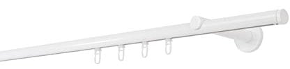 ondeco Gardinenstange auf Maß Innenlauf 20mm Match 1-lauf Vorhangstange Wandträger 12cm Stilgarnitur Gleiter für Vorhänge Weiß 160cm
