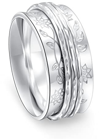 JZMSJF S925 Sterling Silber Glaube Hoffnung Liebe Spinner Ringe Inspirierender Anti Angst Ring Fidget Ring, UK-Größe 5, Sterling Silber, Zirkonia