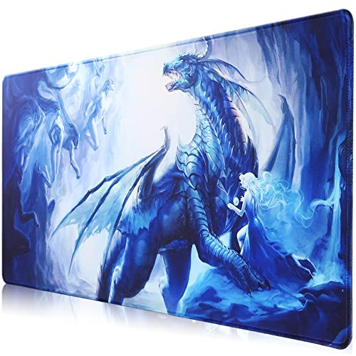 Hosimoln Gaming-Mausmatte, Large Mouse Pad Größe 70x30CM Dicke3MM, Premium-strukturiertes rutschfestes und wasserdichtes Computer-Mousepad mit genähten Kanten für Gaming/Office/Home-70x30 Girldragon