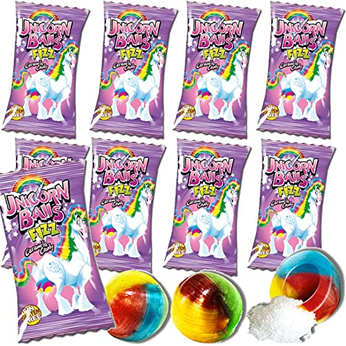 8 x * UNICORN BÄLLE * ┃ Einhorn Bonbons mit Brausepulver ┃ Süßigkeit als Mitgebsel zu Halloween, Party oder Kindergeburtstag ┃ Für Kinder der absolute Renner