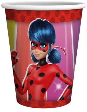 Party Factory `Miraculous´ 10 Pappbecher, 250ml, bunt, Einwegbecher, Partybecher für Kindergeburtstag oder Mottoparty