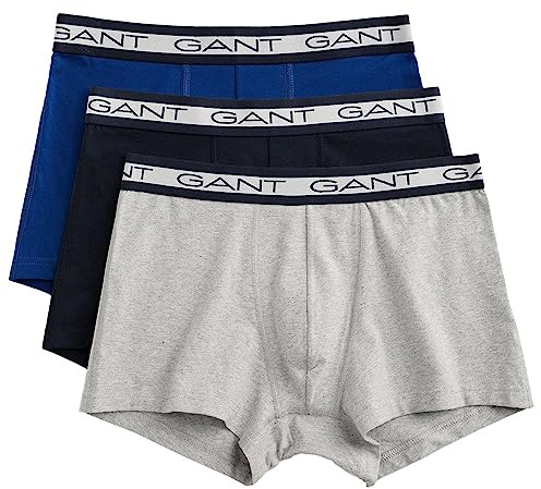 GANT Men's Basic Trunk 3-Pack Boxer Shorts, Light Grey Melange, Standard, Light Grey Mix, One Size