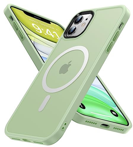 Olialia Strong Magnetic Case for iPhone 11, [Compatible with MagSafe] [Military Drop Protection] Skin-friendly Touch Shockproof Protective Slim Phone Cover 6.1 inch, Green