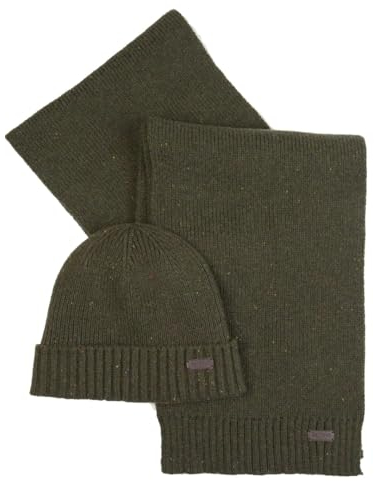 Barbour Carlton Scarf and Beanie Set || Gift Box Olive Green (Light) One Size