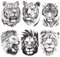 AIYONG 6 Feuilles de Tatouages Temporaires Autocollants, Tatouage de Lion Tigre Stickers, Feuilles de Faux Corps Bras Poitrine épaule Tatouages pour Hommes ou Femmes, Grand Tatouages Temporaires