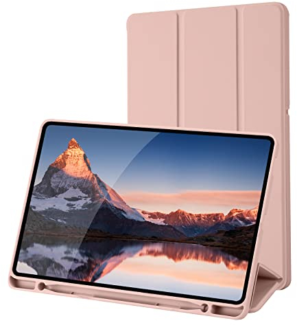 Funda Protectora Compatible con Samsung Galaxy Tab S6 Lite 10,4 Pulgadas 2024/2022/2020 SM-P620N/P625N/P610/P613/P615/P619 con portalápices, activación/desactivación automática (Rosa)