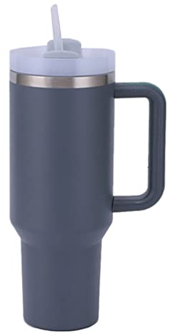 Moollyfox 40oz (1180 ML) Mug Isotherme Gobelet de Voyage 304 Acier Inoxydable Café Tasse avec Poignée & Paille sans BPA Double Isolée Chaud et Froid Gris Foncé