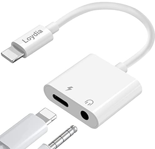 Adaptador de Auriculares para iPhone, 2 en 1 Light _ning a Jack de 3,5 mm para Auriculares, Aux Audio Splitter Adapter para iPhone con Puerto de Carga, Headphone Jack Adapter for iPhone 14/13/12/11/8