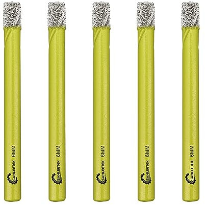 Foret Diamant Sec Set - 5 pièces 6mm Trépan Diamant avec Tige Ronde pour Marbre Granit Céramique Porcelaine Carrelage Quartz SANLEETEK