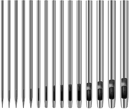 Towviy 15PCS Poinçon Creux en Cuir, Poinçon Creux Poinçons Ronds Outil de Coupe Perforateur de Cuir pour Bande de Montre Ceinture de Joint Chaussure Tissu Vêtements en Toile (0.5mm-6mm)