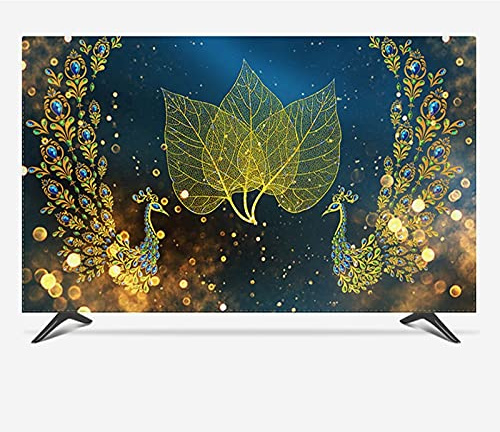 YANHAO Outdoor Tv Cover 19 - 80 22 inch 75 inch Decorative Hood Cover for Screen TV PC Gold Leaves Waterproof Outdoor Tv Enclosure (Color : B, Size : 80 inch)