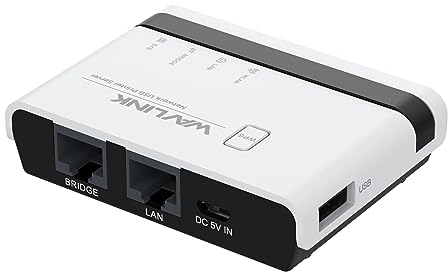 WAVLINK USB Wireless Print Server, WiFi Print Server with 10/100Mbps LAN/Bridge, 480Mbps USB2.0, Support Wireless/Wired/Standalone Modes, Compatible with Mac/Windows and All RAW-Supported Printers