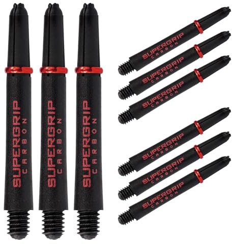 Harrows Dartpfeile 3 Sets Carbon ST Dartschäfte – insgesamt 9 Dartschäfte – erhältlich in 3 Größen – robuster Carbon-Verbundstoff – Midi-Rot