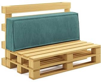 chilly pilley® Palettenkissen Palettenauflagen aus Cord für EU-Paletten - Abnehmbarer Bezug - Sitzkissen - Rückenlehnenkissen viele Farben (Türkis, Rückenkissen 120x40)