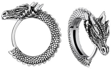 FaithHeart Dragon Earrings, 925 Sterling Silver Dragon Hoop Earrings for Men Women