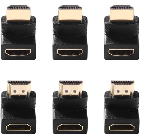 KUOQIY 6 Piezas Adaptador HDMI 90 Grados y 270 Grados, Adaptador HDMI Ángulo Recto Macho a Hembra, HDMI Adaptador Angulo 4K 3D, Compatible con PS5, PS4, PS3, TV Stick