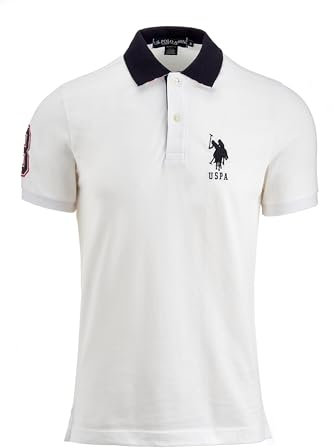 U.S. Polo Assn. Men's Short-Sleeve Polo Shirt with Applique, White/Black, XL