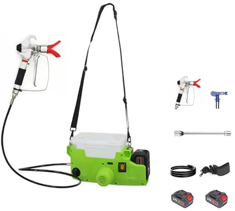 Usknxiu Electric Airless Paint Sprayer, 500W High Power High Pressure Cordless Paint Sprayers, Backpack Wall Spray Gun with Brushless Motor, 2Battery