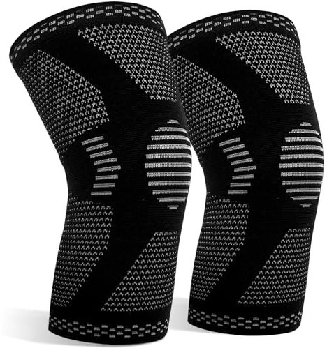 Quelcc 2 Pcs Rodillera para Mujeres y Hombres, Rodillera de Compresión para Artritis, Rodillera Terapeutica Ajustable, Manga de Compresión de Rodilla para Correr, Fitness, Deportes, M