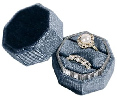 LEYILE Ringschatulle, Schmuckkästchen, Doppelring-Box, Schmuckkästchen, Eheringe, Paare, Ringe, Flanell für Schmuck