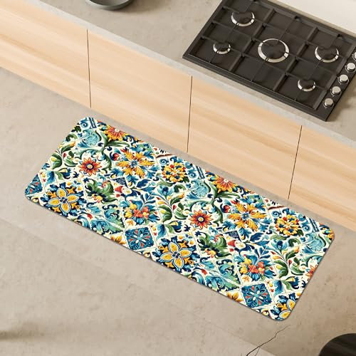 Comart - Tappeto Cucina Austin - Impermeabile - Antiscivolo - Antimacchia - Lavabile in Lavatrice - Passatoia in Poliestere - per Corridoio e Cucina - Made in Italy - Piastrelle Tiles - 50x130 cm