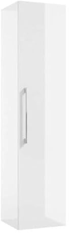 .Deftrans Domodomo Badezimmer Badschrank Pinia 125 x 33 cm, Badezimmer Hängeschrank Wandschrank- hoch Weiß Hochglanz Badhängeschrank mit Fronten in Hochglanz