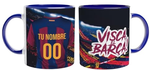 LA CASA DE LA TAZA | Taza Personalizada Fútbol | Tazas de Desayuno equipo de Fútbol | Regalo Original para Aficionados del Futbol | Cosas de futbol para Niños | Regalos Originales (FC BARCELONA)