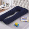 LWODANU Oreiller de grossesse gonflable en forme de U pour femmes enceintes, pour dormeurs latéraux (bleu)