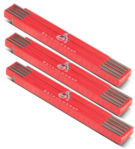 STAHLWERK Zollstock 1. FC Köln Edition 3er Set 2 m Meterstab | Gliedermaßstab | Maßstab | Metermaß