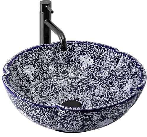 Rea Lavabo da appoggio Sevilla Lavandino Bagno 425 x 425 x 150 mm in Ceramica (Motivo)