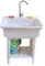 Evier Exterieur Évier Autoportant Évier De Jardin Évier Station De Lavage Des Mains Portable Évier À Linge En Plastique Autonome Avec Planche À Laver Avec Robinet Pour Cuisine Garage Jardin(Wit,80x58x