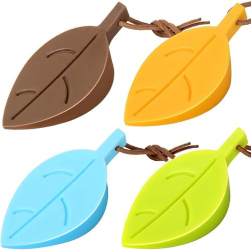 JEYORZY 4 Pièces Arrêts Cale de Porte en Silicone Design Feuille Décorative, avec Lanière Pratique pour Jardin, Bureau ou Domicile