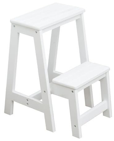 Tabouret Pliant Escabeau en Bois, Chaise à 2 Escabeaux, Escabeau Léger Et Pliable pour La Maison, La Cuisine, Le Loft, Le Camping