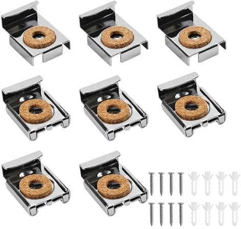 8 Pezzi Ganci per Specchio a Muro, Clip per Specchio, Appendi Specchio con Prigionieri e Vit, Fissaggio a Parete in Vetro Specchio Senza Cornice, Clip Specchio a Molla per Appendere Immagini, Specchi