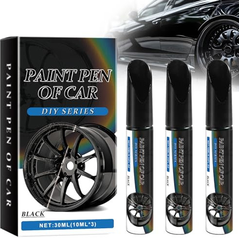 Gubuyi 3 Stück Felgen Lackstift,Auto Felgenreparatur Lackstift,Schwarz Felgen Radkratzer Reparaturstift,Felgen Ausbesserungslack,Felgen Lackstift zum Entfernen von Kratzer,Felgen Lack Reparaturstift