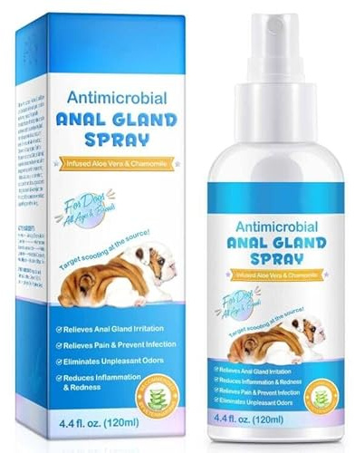 Anal Gland Spray for Dogs, 120ML Dog Anal Gland Spray, Fast Relieves Anal Gland Irritations and Soothes Itching, Pain & Prevent Infection, Reduce Inflammation & Redness, Safe for All Animals