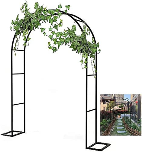 Metal Garden Arch Black Metal Garden Arch Support Archway Rose Arches Heavy Duty Strong Tubular Arbour Wrought Iron Plant Climbing Frame (W300xH270cm/9.8x8.8ft) (W230xH240cm/7.5x7.8ft)