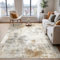 BEIMO Waschbarer Teppich Wohnzimmer, Abstrakt Design Teppich Schlafzimmer Kurzflor, Groß Teppich rutschfest Weiche für Badezimmer Esszimmer Flur, Karamellgrau, 200x290cm