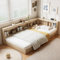 MYBOO 3ft Single Bed Frame Platform Bed Storage Bed with Storage Compartments and Slats, Household Multifunctional Bed Guest Bed Frame for Adults and Teenagers, MDF+Plywood, No Mattress, White Oak