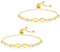 Wincredulous 2 Pieces Love Heart Infinity Bracelet for Women, Adjustable Shiny Zirconia Christmas Infinity Bracelet, Endless Love Symbol Charm Friendship Bracelets for Women (Rose gold) (Gold)